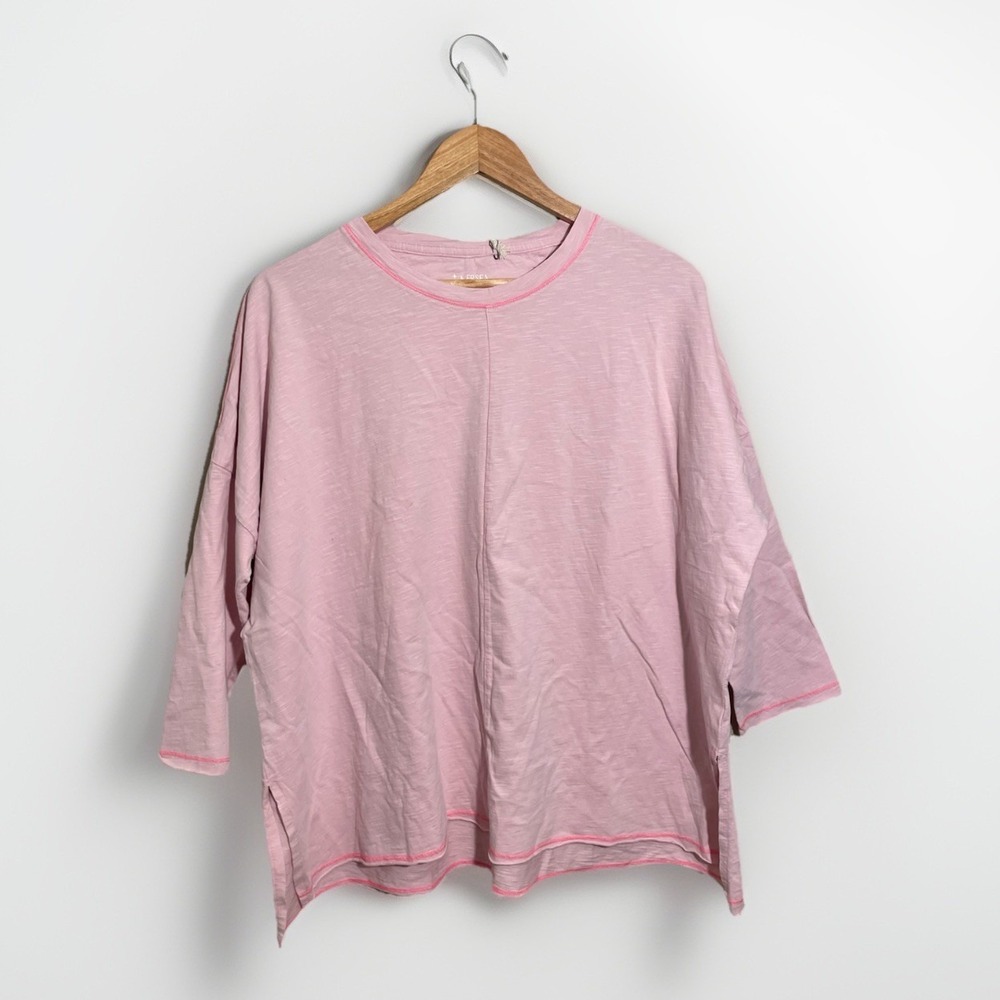 Mersea Catalina Stitches Tee Women OS One Size NWT Lagenlook Oversized Pink